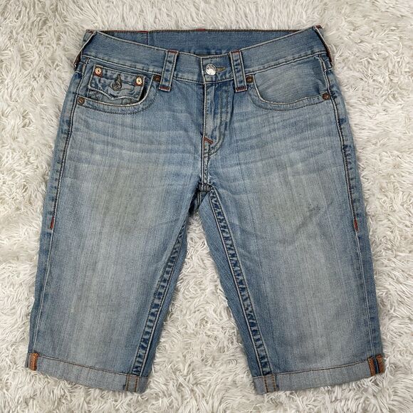 True Religion Blue Jean Shorts Straight Size 32 - Picture 2 of 6